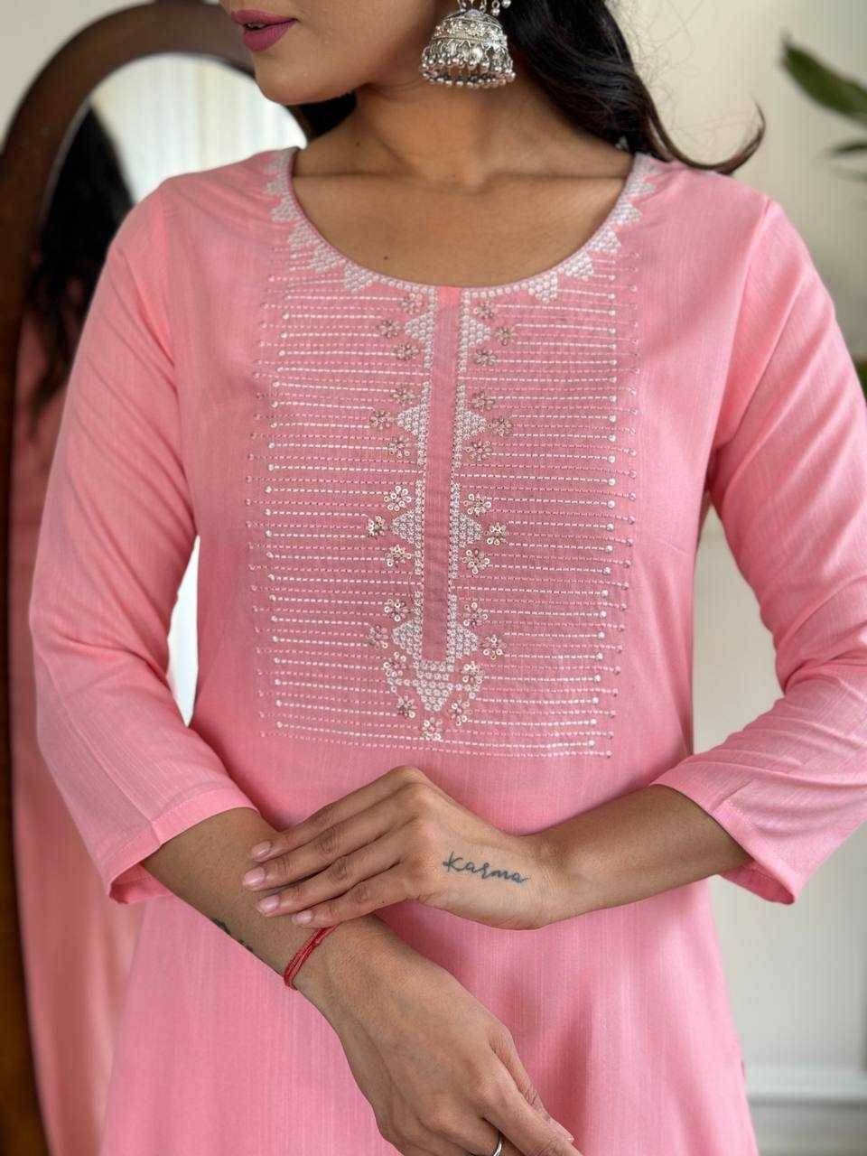 Rayon Embroidery Party wear Pink Salwar Suit - MYLUXURY LANE ENTERPRISE